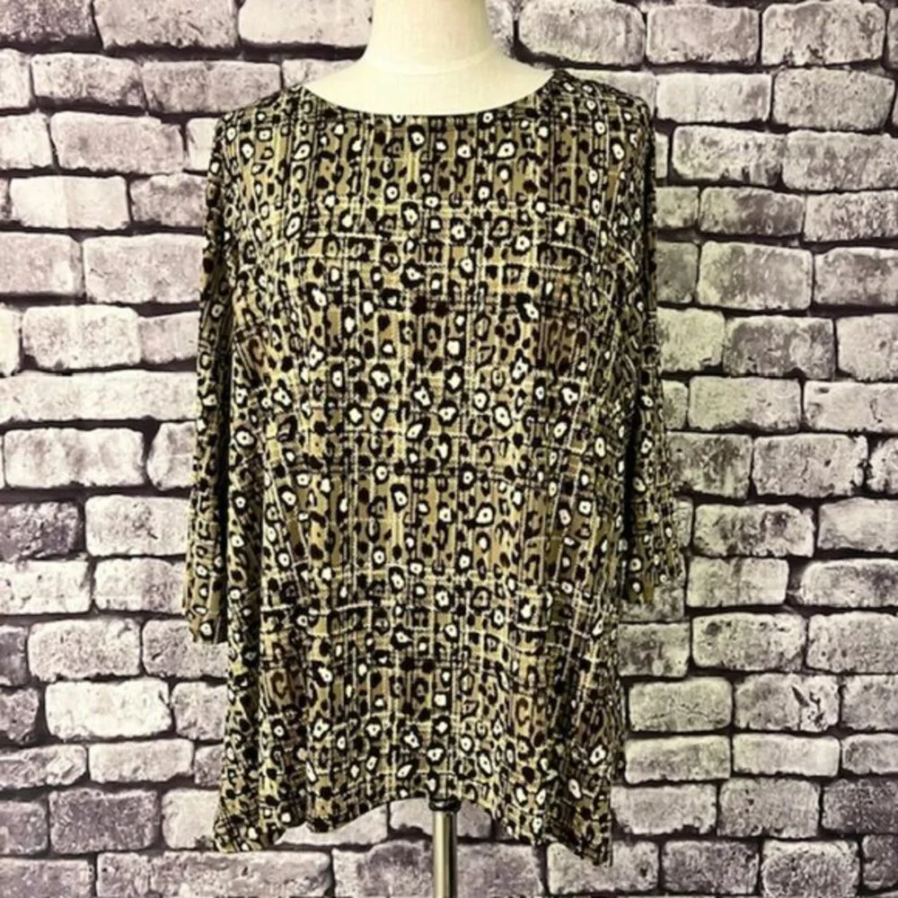 Zac & Rachel Brown, Beige & Ivory 3/4 Sleeve Blouse Size 1X